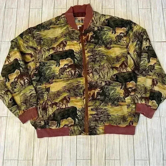 Atlantic Beach Silk Safari Jaguar Bomber Jacket - Picture 1 of 5